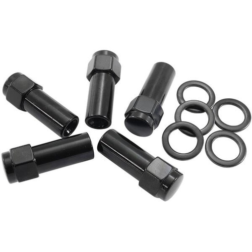 1/2"-20 1.38" SHANK CLOSED WHEEL NUTS BLACK (5 PACK)