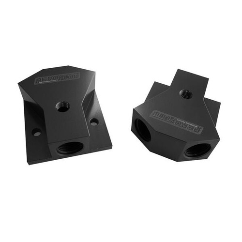 BILLET Y-BLOCK 2 X -8, 1 X -10ORB BLACK WITH MOUNTING PAD